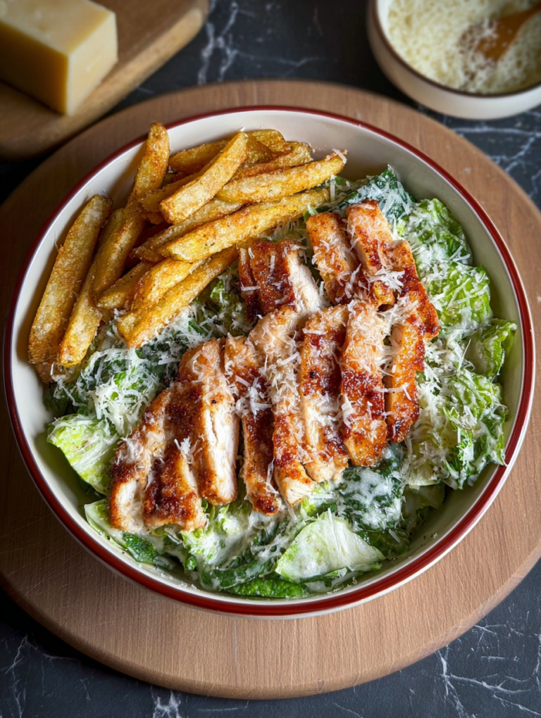 Chicken Caesar Salad with Fries (high protein)