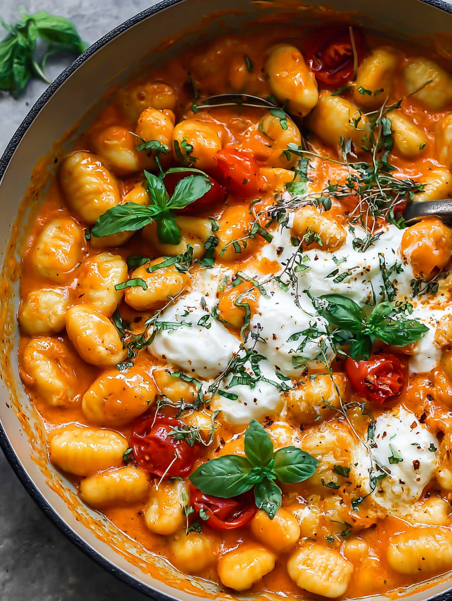Creamy Tomato Gnocchi with Burrata – 30 Minute