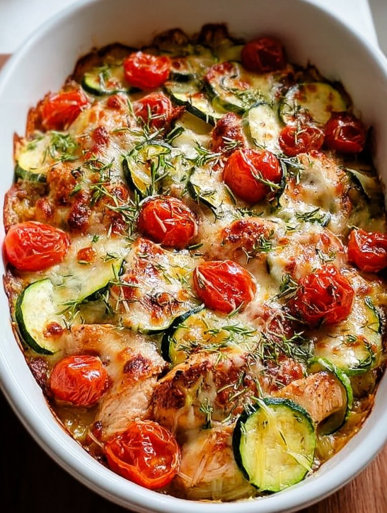 Mediterranean Chicken Zucchini Bake