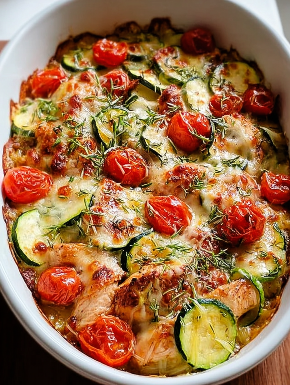 Mediterranean Chicken Zucchini Bake