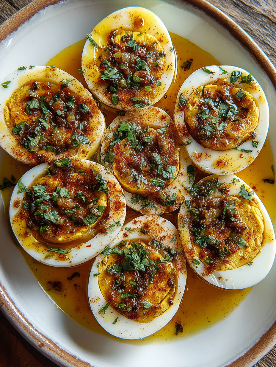 Cajun Boiled Eggs with Spicy Garlic Butter Sauce