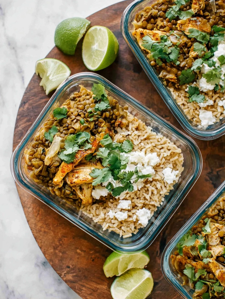 Cilantro Lime Chicken and Lentil Rice Bowls