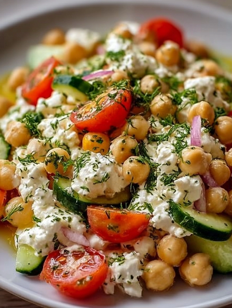 Cottage Cheese and Chickpeas Salad