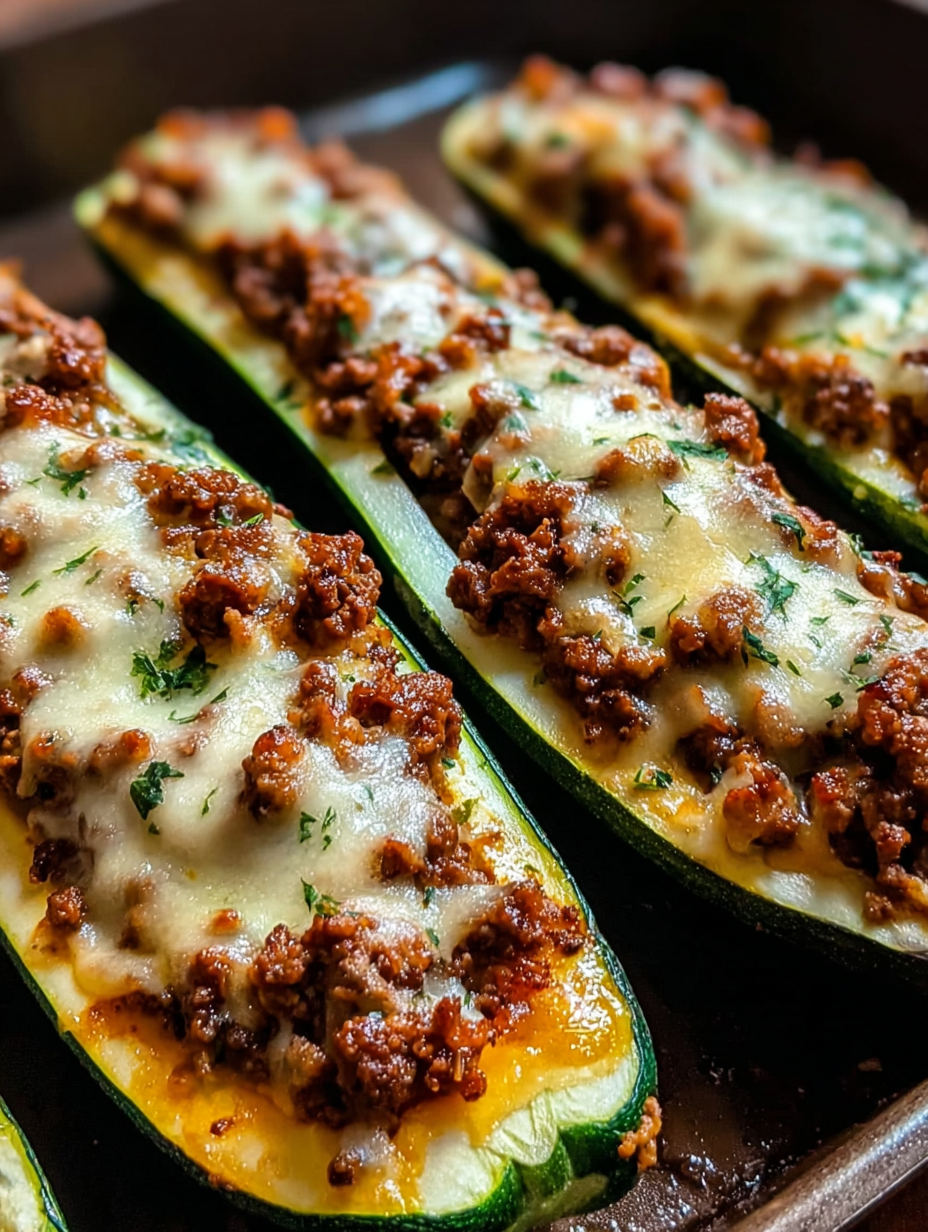 Ground Beef Zucchini Boats