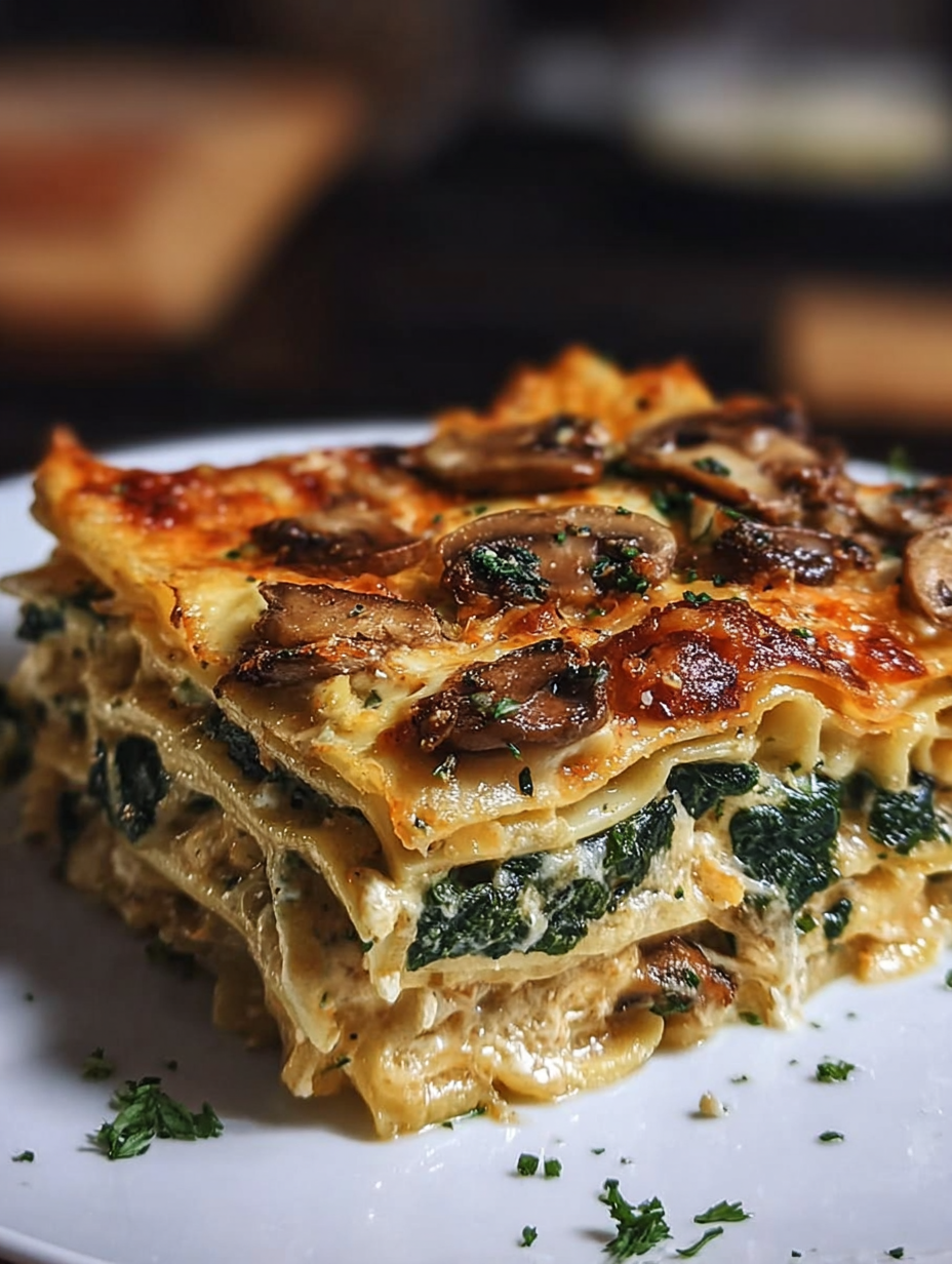 Lasagna With Spinach and Mushrooms