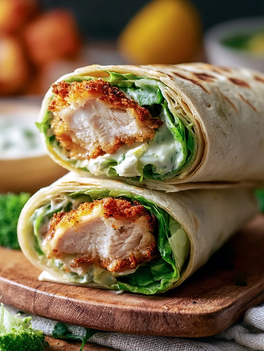 15-Minute Crispy Chicken Caesar Wraps