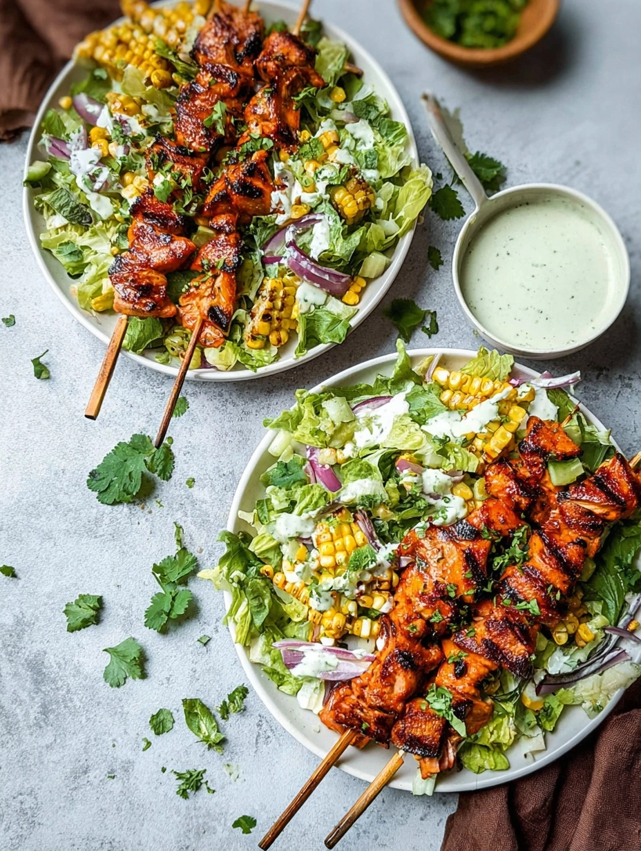 BBQ Chicken Skewer Salad