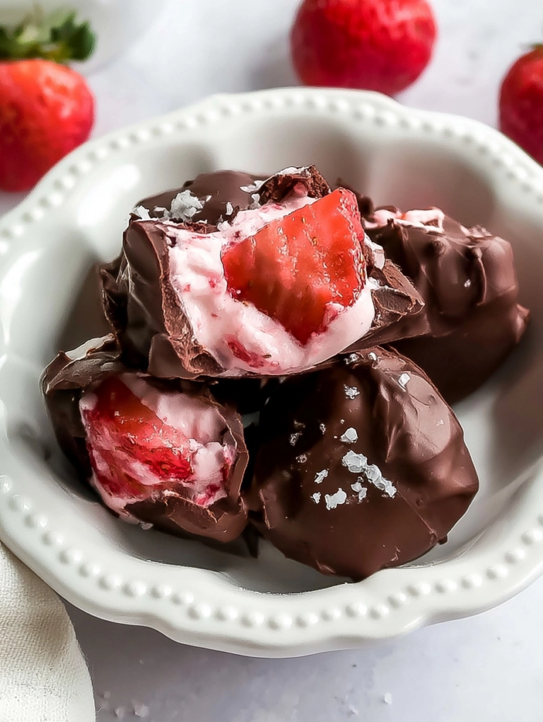 Chocolate Strawberry Frozen Yogurt Bites