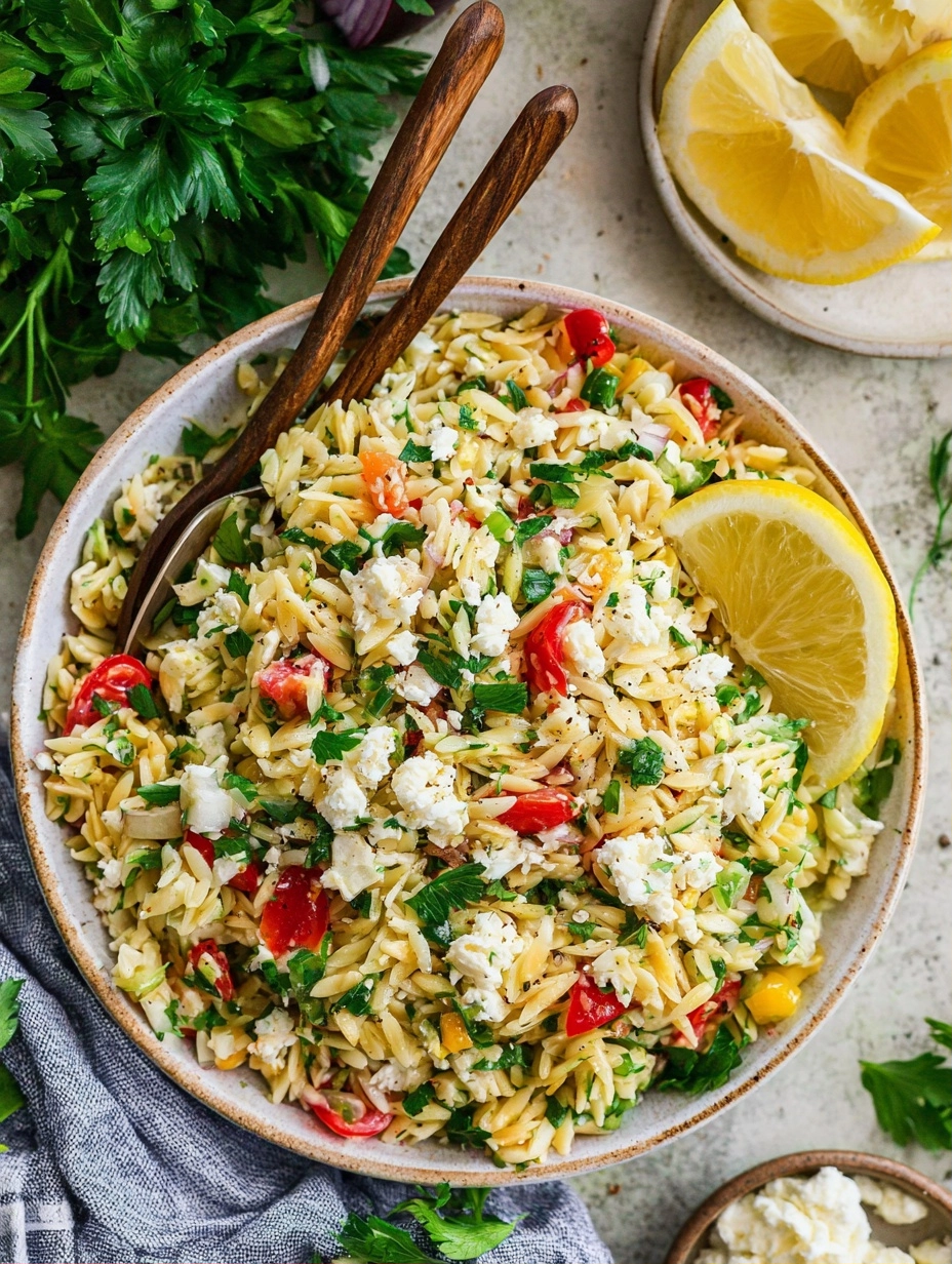 Easy Lemon Orzo Salad With Feta