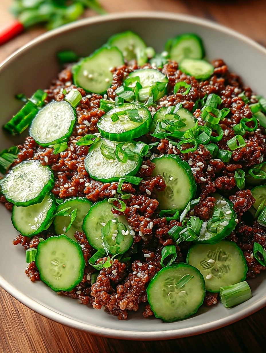 Korean Ground Beef & Cucumber Salad