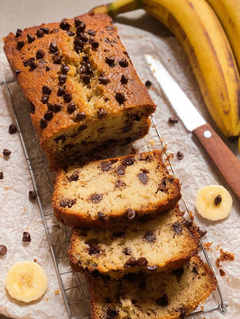 Skinny Chocolate Chip Banana Bread (Low Calorie)