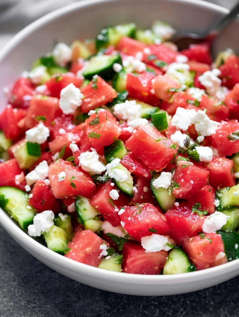 Watermelon Salad with Cucumber and Feta
