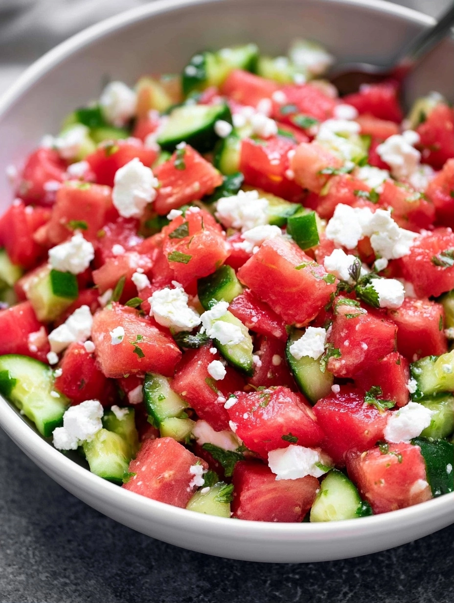 Watermelon Salad with Cucumber and Feta